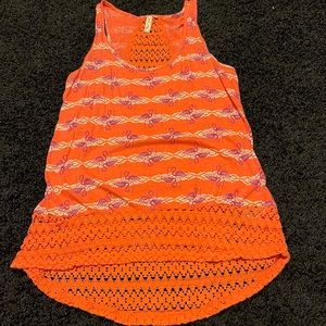 Cute flamingo lace detail tank top